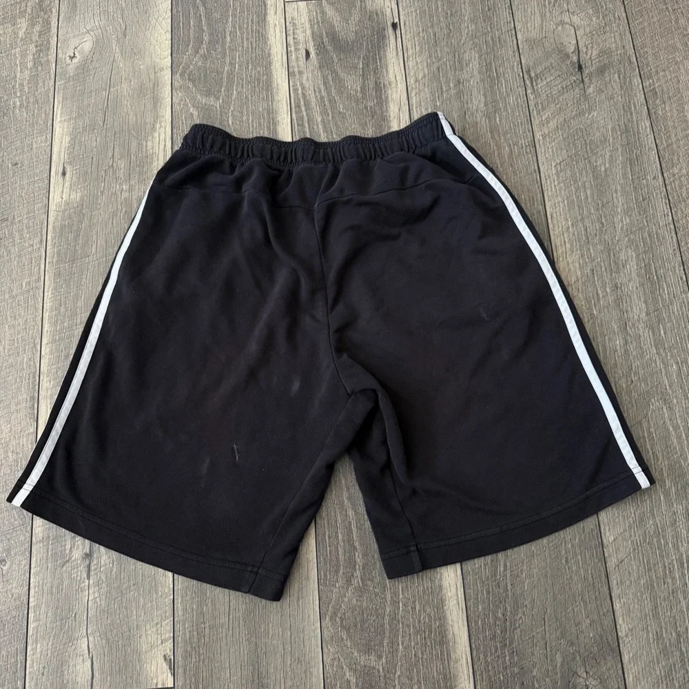 Adidas Essentials 3-Stripes Fleece Shorts Black White DU7830 Mens M Distressed